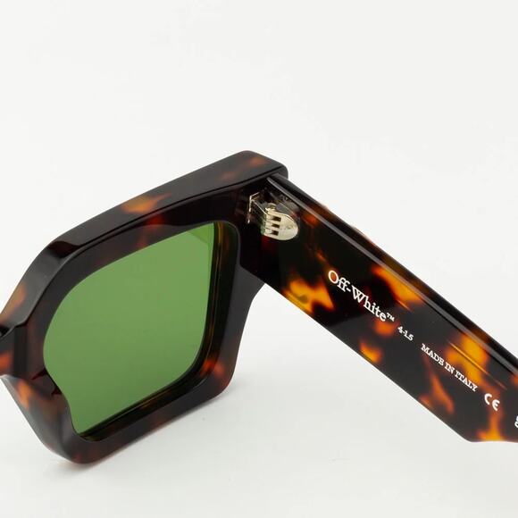 New! Off-White OERI128CATALINA 6055 Tortoise Shell Sunglasses with Green Lenses main image 13